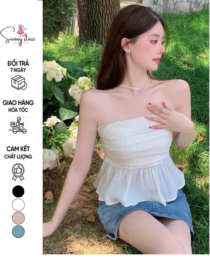 Áo quây trơn peplum chun lưng (SN097)