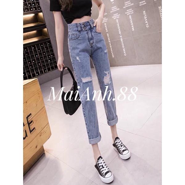 Quần baggy - quần jean baggy nữ cạp cao MaiAnh.88 phong cách Street style hack chân dài
