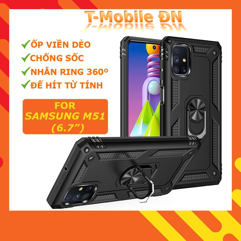 Ốp lưng cho Samsung M51 chống sốc 2 lớp kèm nhẫn iring làm giá đỡ
