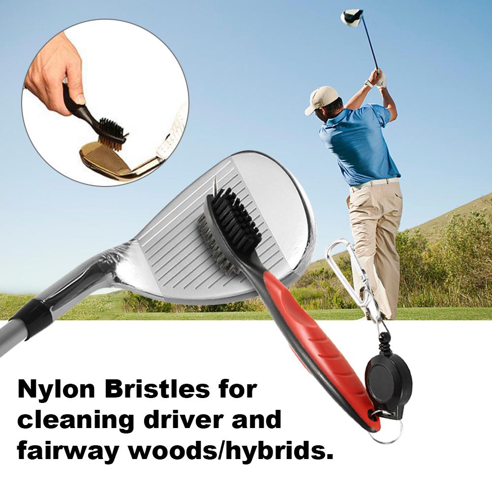 Bàn chải làm sạch gậy đánh golf, có hai mặt lông nylon và bàn chải thép