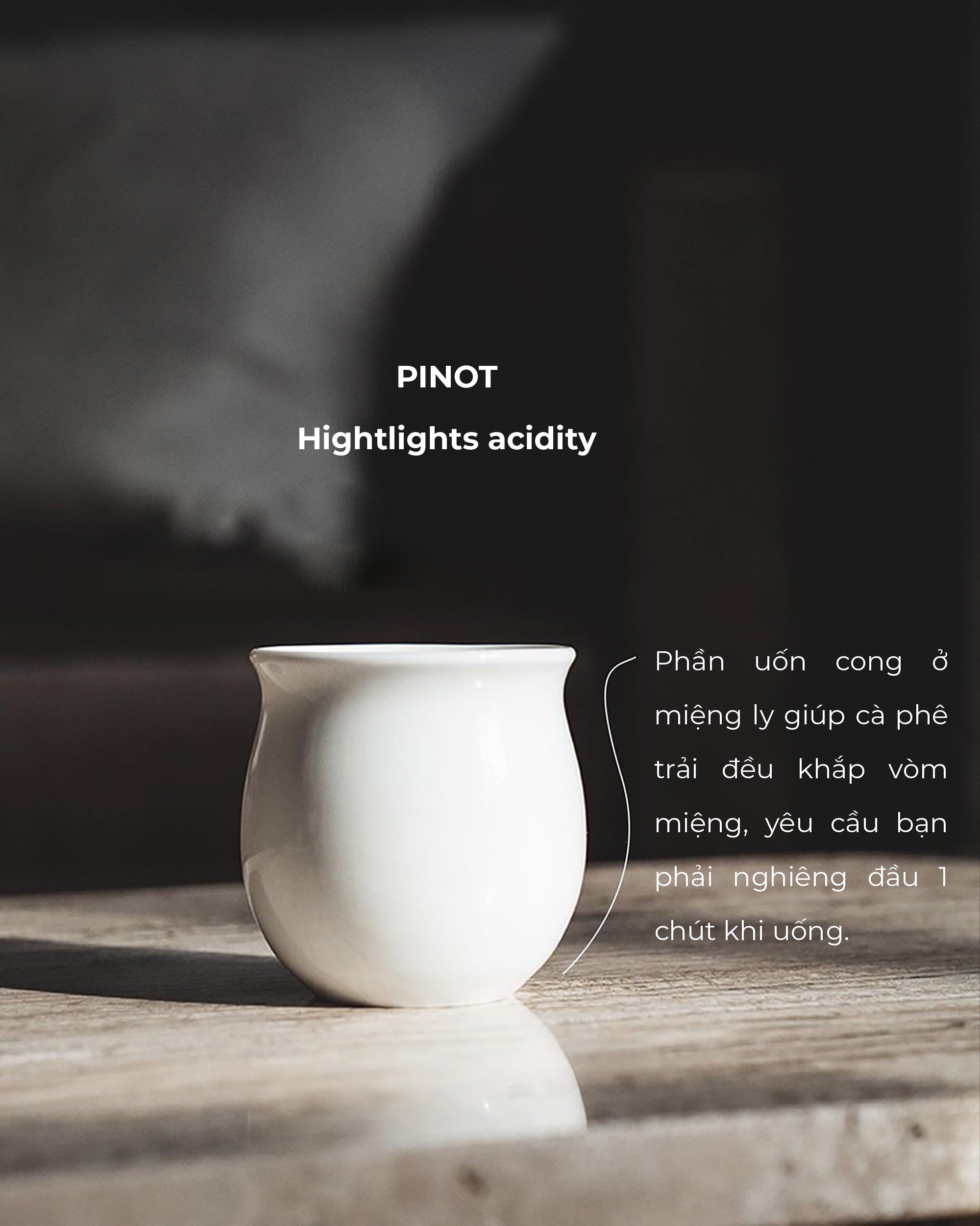 Ly sứ uống trà cà phê Origami Pinot Flavor Cup 200ml