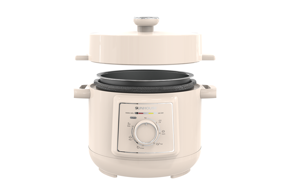 Nồi áp suất điện đa năng 2.5L Sunhouse SHD1520 - Lòng nồi dày 1.8mm - Đa chức năng nấu - Xả áp bằng nút ấn - Hàng chính hãng