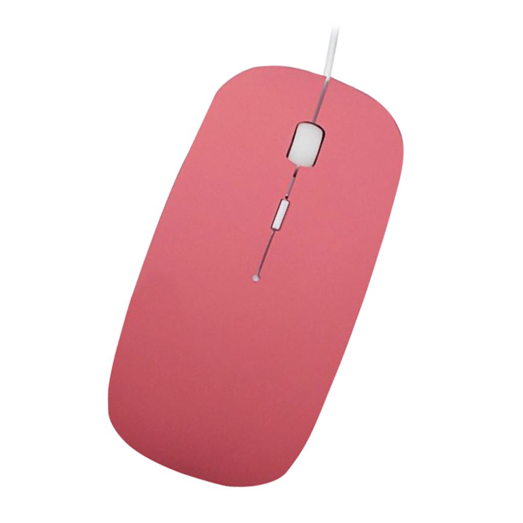 Ultra Thin Slim USB Optical Wired Mouse for PC Laptop Windows Macbook-Pink