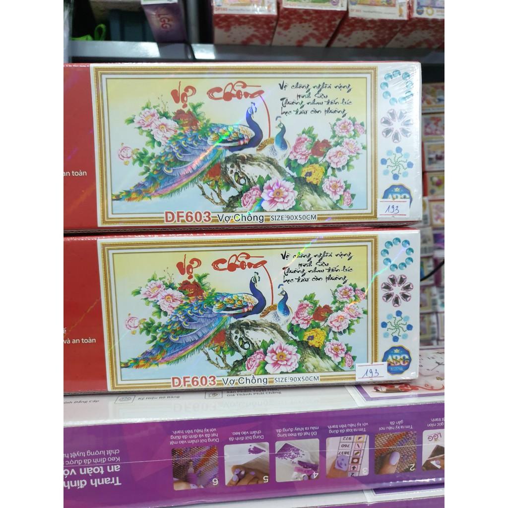 Tranh đá vợ chồng công xanh hoa mẫu đơn DF603 - kích thước: 90 * 50cm.