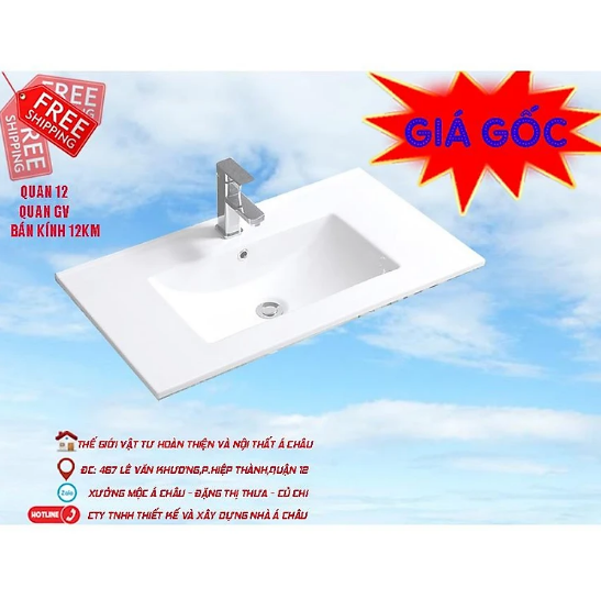 Chậu lavabo âm bàn kích thước 60cm,80cm,bồn rửa mặt giá rẻ tại TPHCM