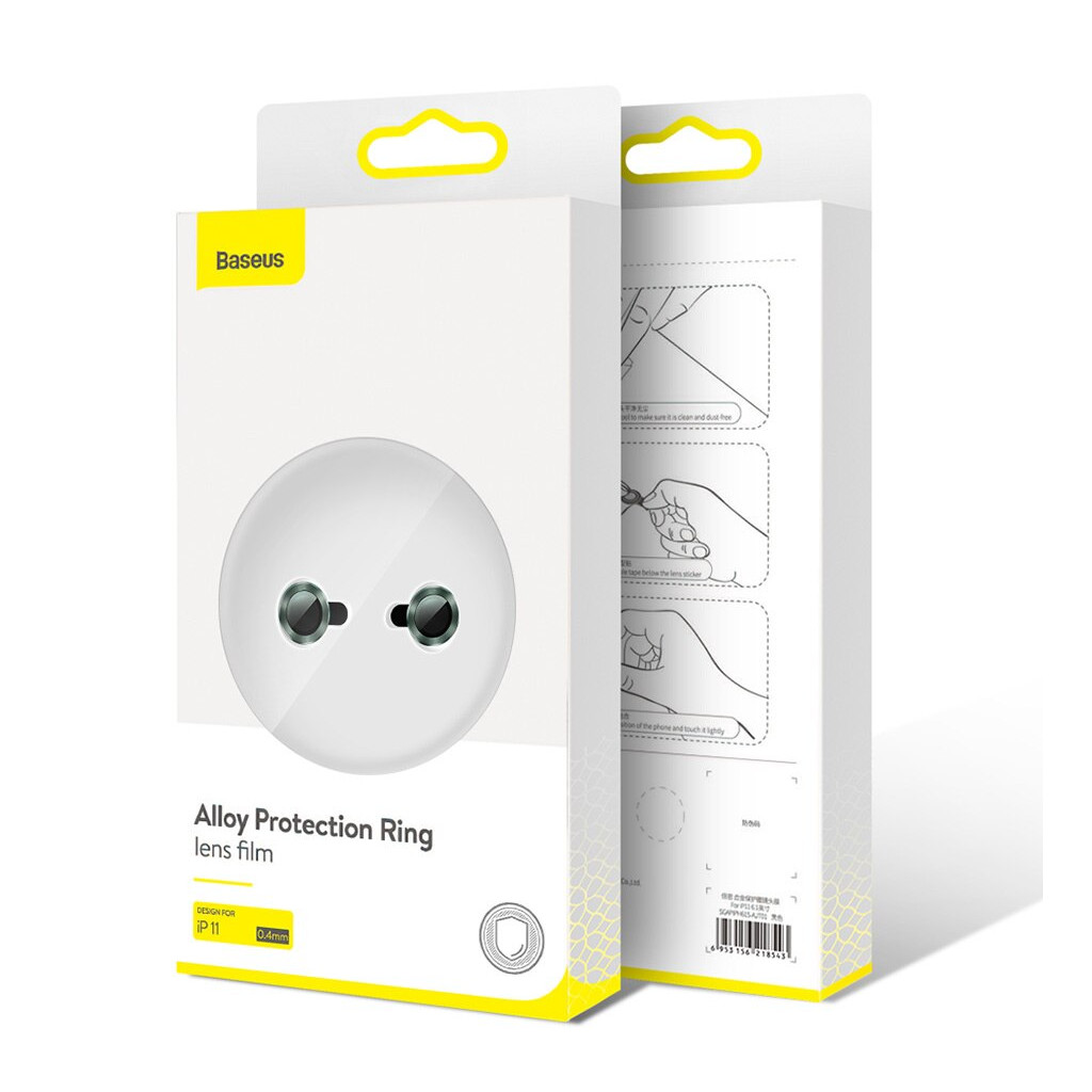 Bộ ốp viền kim loại tích hợp cường lực chống trầy Camera cho iPhone 11 Pro / iPhone 11 Pro Max hiệu Baseus Alloy Protection Ring Lens Film - Hàng nhập khẩu