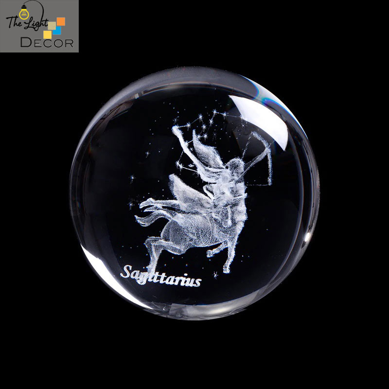 Bộ quà tặng Quả Cầu Pha Lê 3D LED Cung Nhân mã Sagittarus