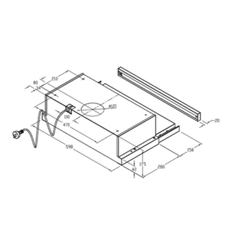 Máy Hút Mùi Âm Tủ Electrolux EFP6520X - Lưới Lọc Nhôm 5 Lớp - 60 cm - Hàng Chính Hãng