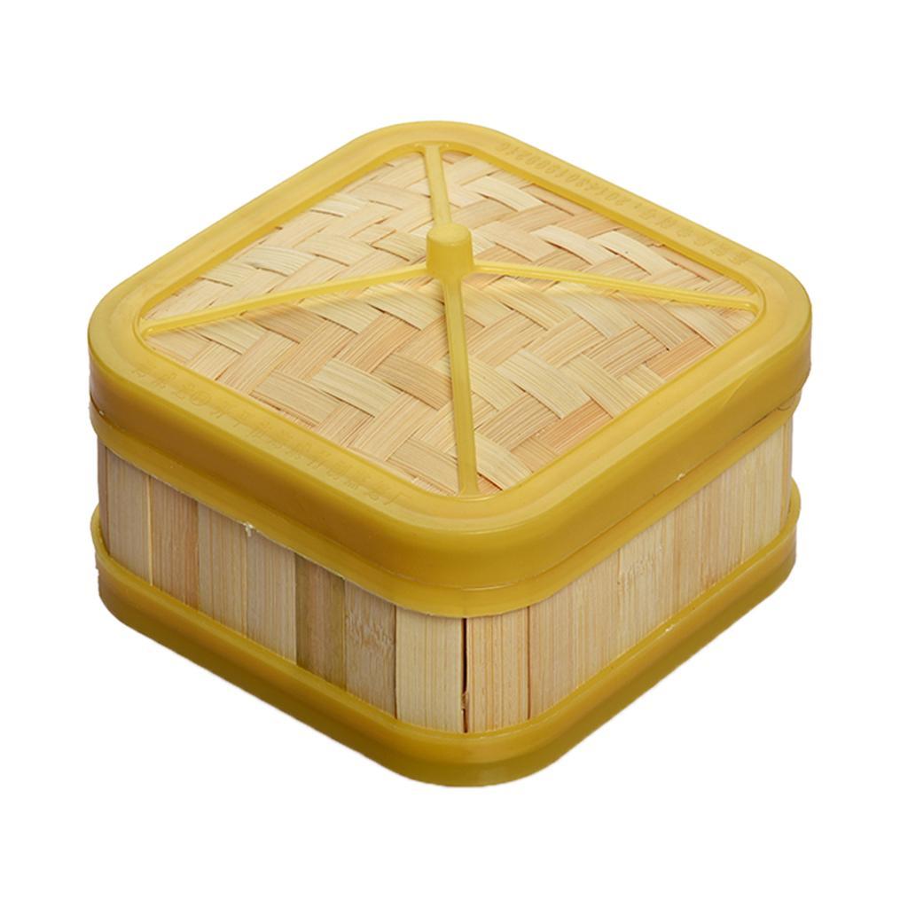 Bamboo Basket Steamer Chinese  Sum Rice Pasta Cooker Square 5 inch