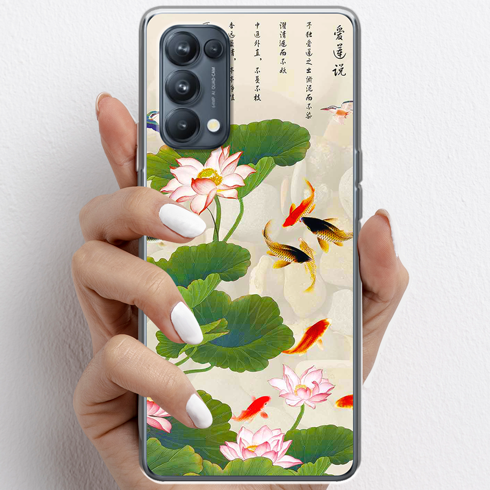Ốp lưng cho Oppo Reno5, Reno5 Pro  nhựa TPU mẫu Hoa sen cá