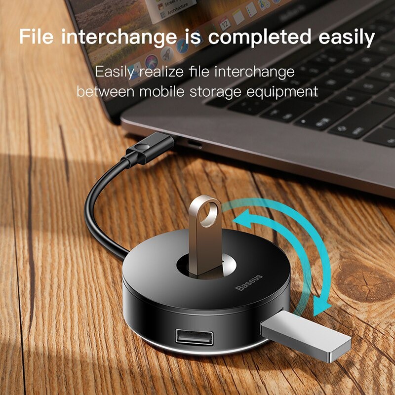 Bộ Chuyển Đổi Baseus Round Box HUB Adapter Type-C Hoặc USB3.0 To USB3.0*1 + USB2.0*3 - Hàng Chính Hãng