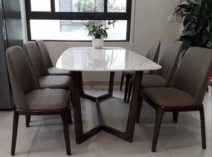 Bộ bàn Concorde 1m6 + 6 ghế Grace không tay