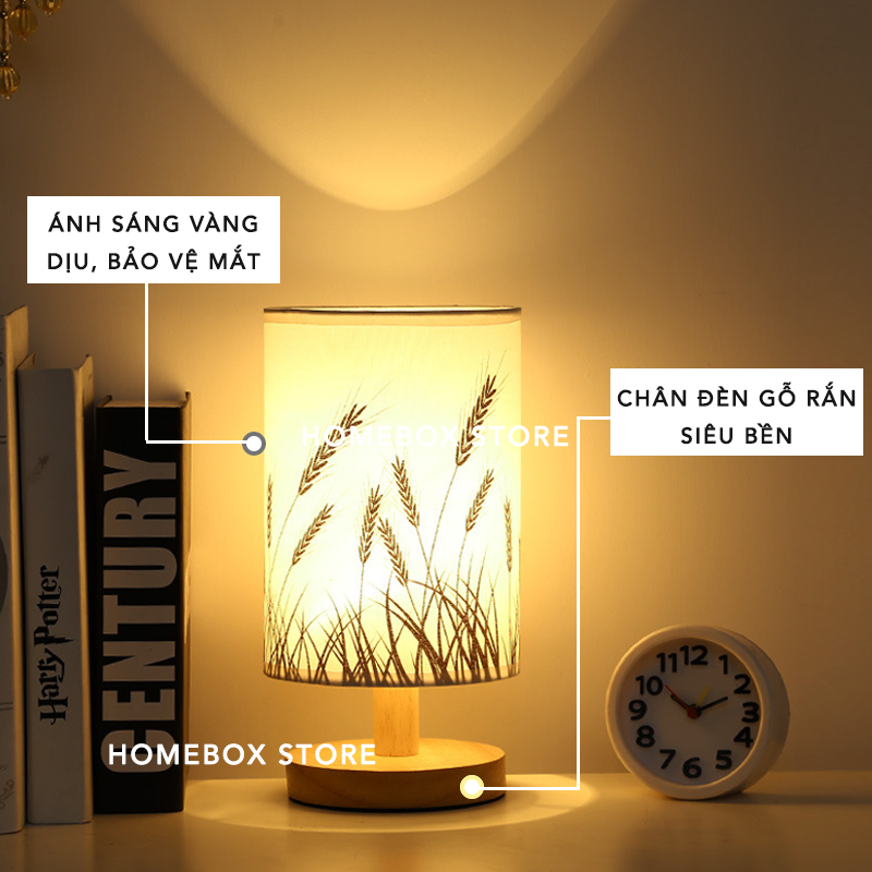 Đèn Ngủ Để Bàn Thân Gỗ - Đèn Ngủ LED Trang Trí Phòng Ngủ Decor Phong Cách Vintage Độc Đáo, Bóng Led - Hàng Chính Hãng