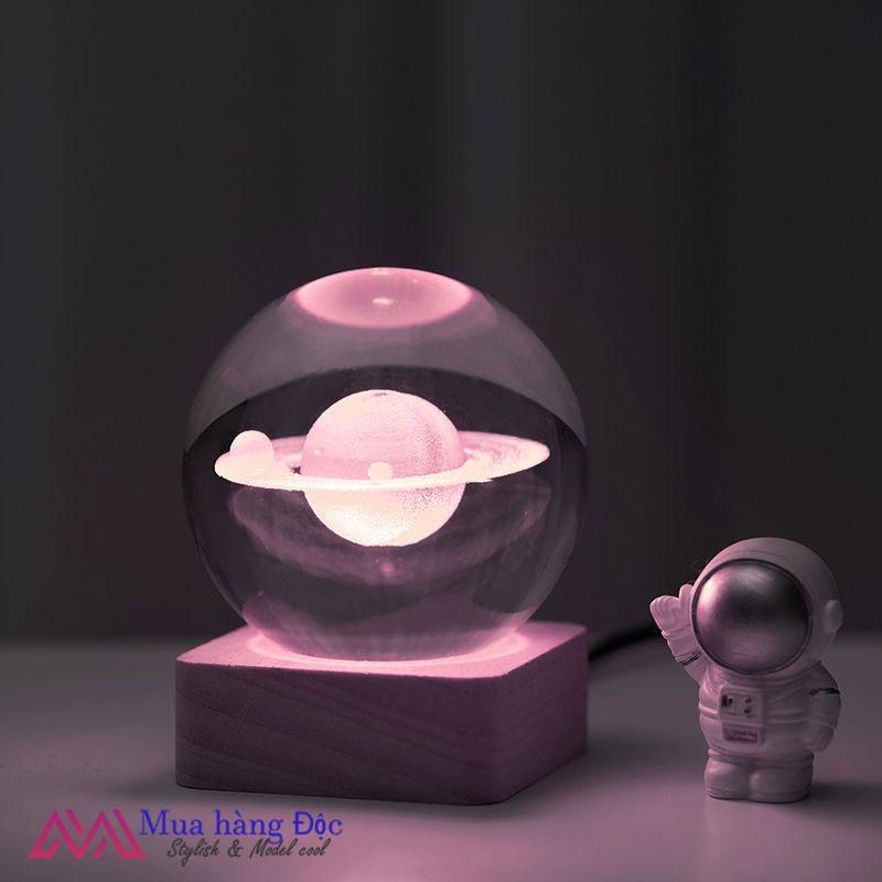 Bộ Quà Tặng Quả Cầu Pha Lê 3D LED Sao Thổ