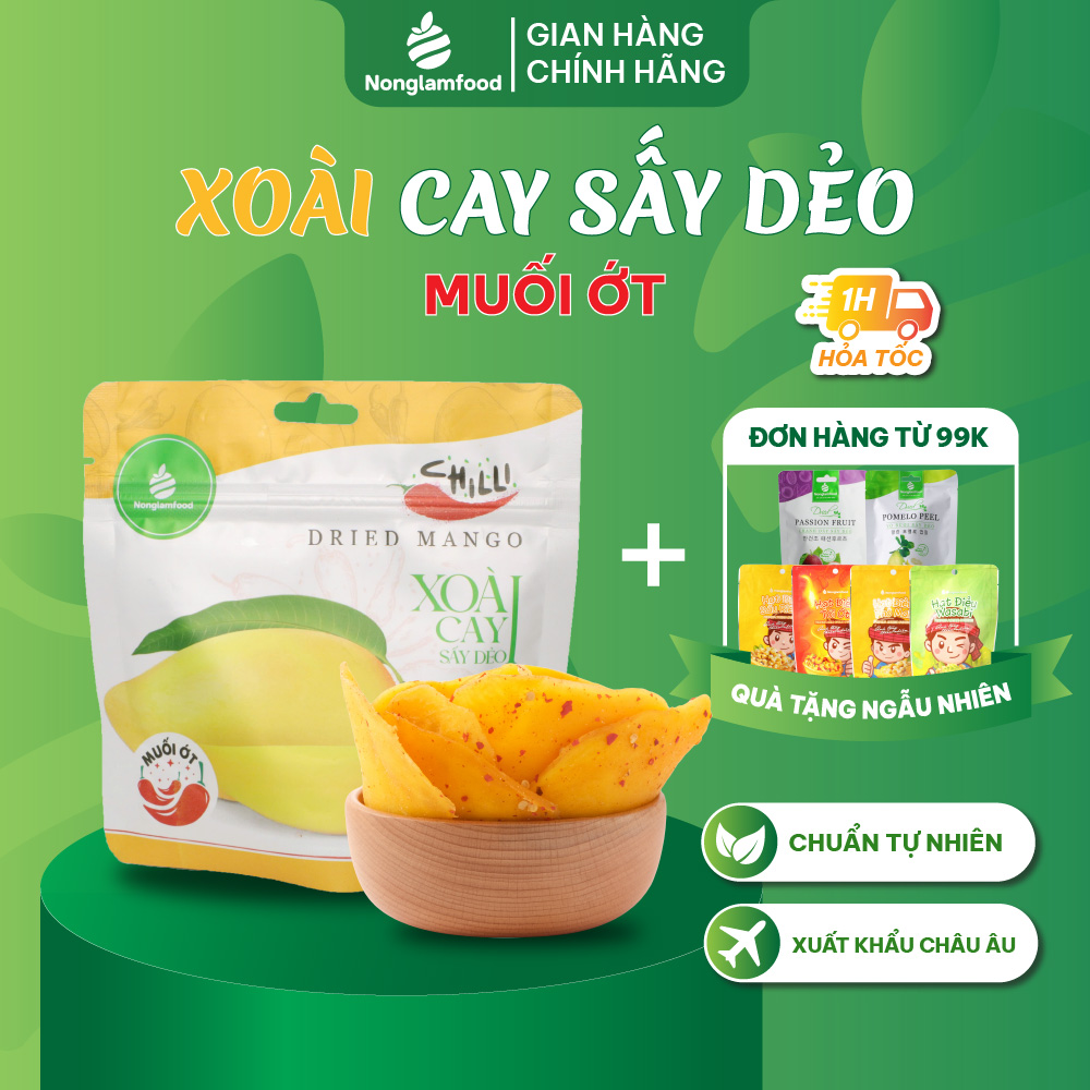 Xoài Muối Ớt Cay Sấy Dẻo Nonglamfood Túi 75g | Healthy Snack