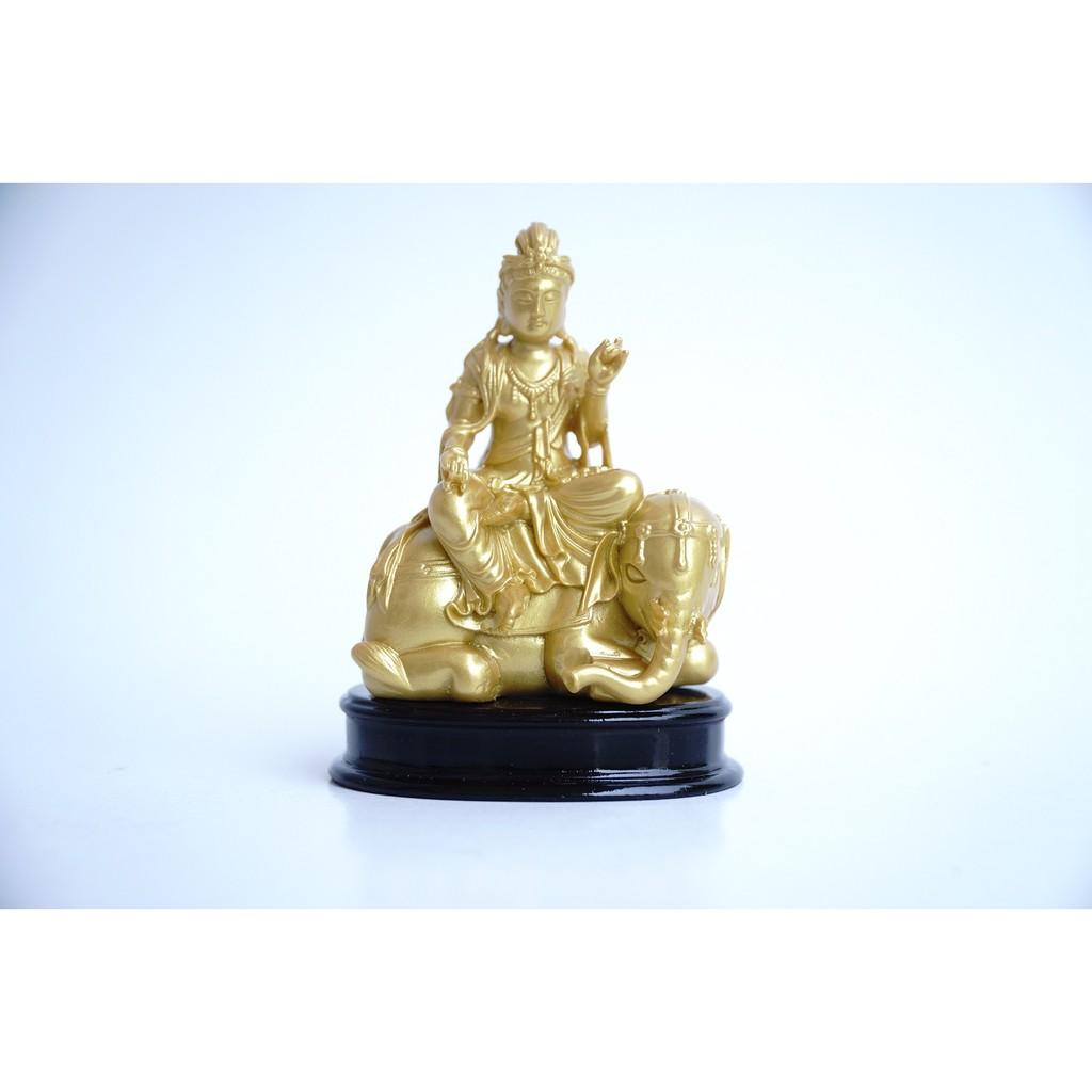 Tượng Phật Phổ hiền bồ tát ngồi cưỡi voi nhũ vàng - Cao 10cm
