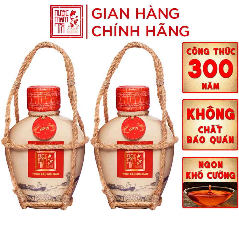 Đặc Sản Phan Thiết - Combo 2 Bình Gốm Nước Mắm Tôm Biển 60N