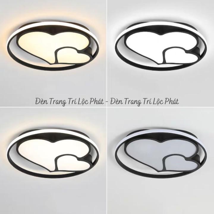 Đèn Trần, Đèn Ốp Trần Trang Trí Phòng Khách, Phòng Ngủ, Trần Thạch Cao Trái Tim-3 A/S - Có Điều Khiển Từ Xa