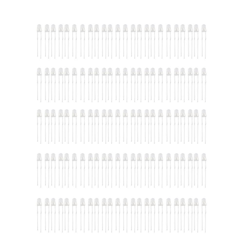 100Piece 3mm White Light LED Light Emitting Diode 25° Viewing Angle