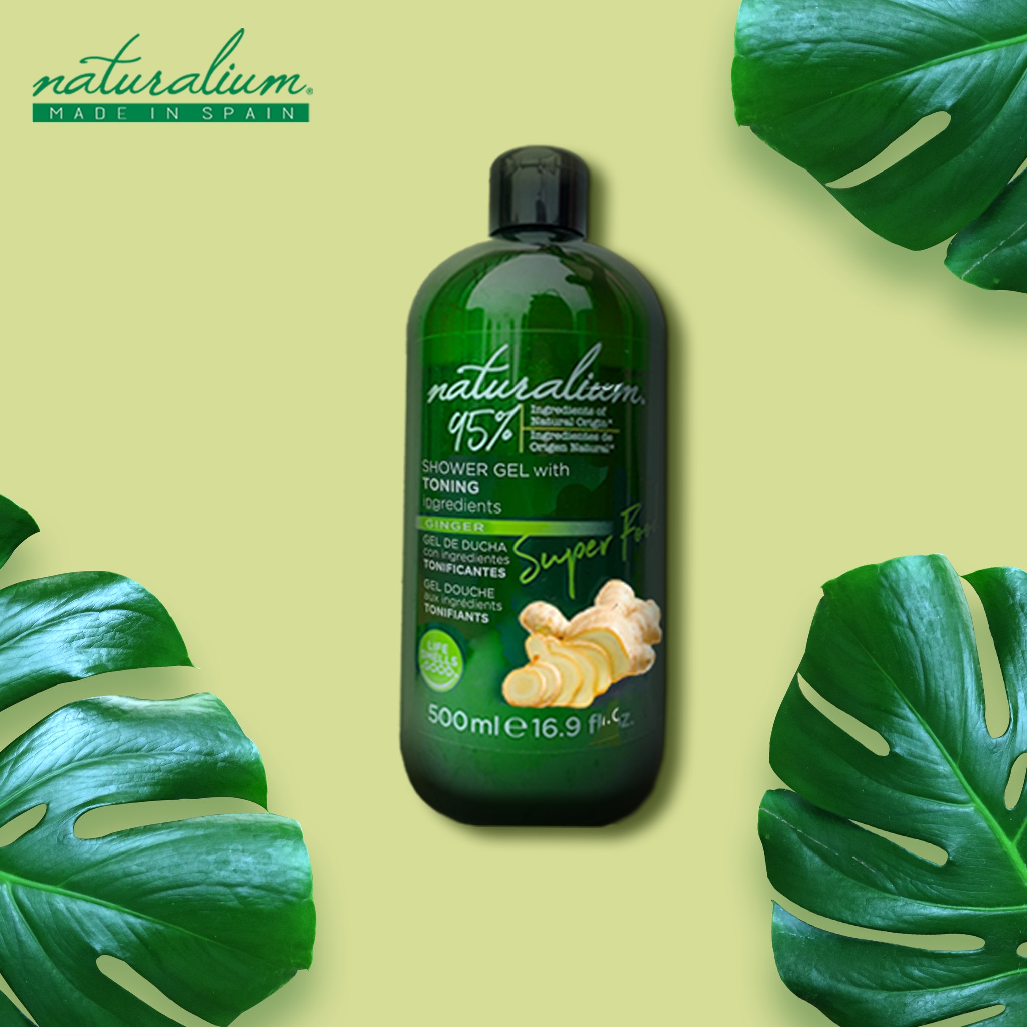 Sữa tắm siêu thực phẩm Super Food NATURALIUM 500ml chiết xuất từ Gừng chống lão hóa da, cho bạn làn da khỏe mạnh, trắng mịn