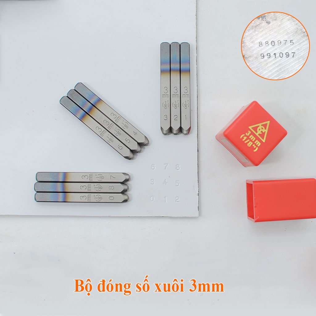 Bộ đóng số Xuôi  Đài Loan cỡ 3mm 