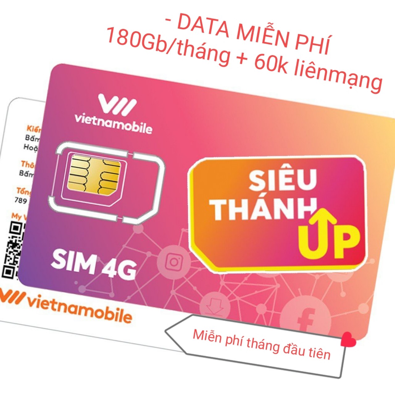 Sim Siêu UP 4G - Hàng Chính Hãng  (6Gb/ Ngày + 60k ngoại mạng - miễn phí nội mạng) - FREE THÁNG ĐẦU TIÊN