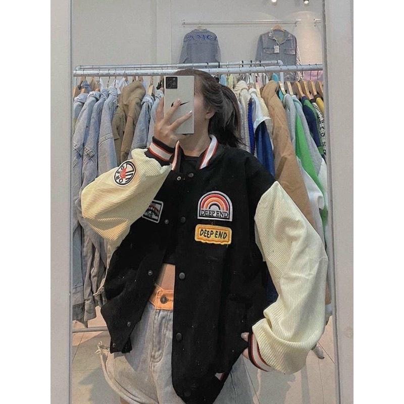 Áo Khoác Bomber Logo Áo Khoác Chất Nhung Dày Dặn Form Rộng Unisex Nam Nữ Mặc Thoải Mái