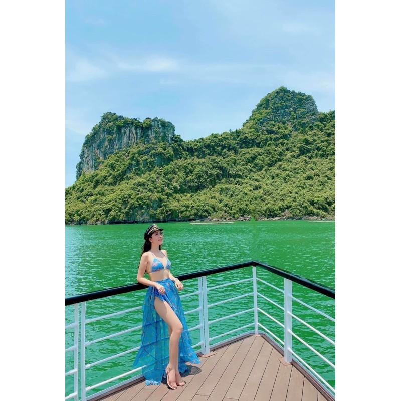 Bikini thiết kế 2021 (hình thật) - Bikini+khoác+băng đô,Freesize từ 40-55kg