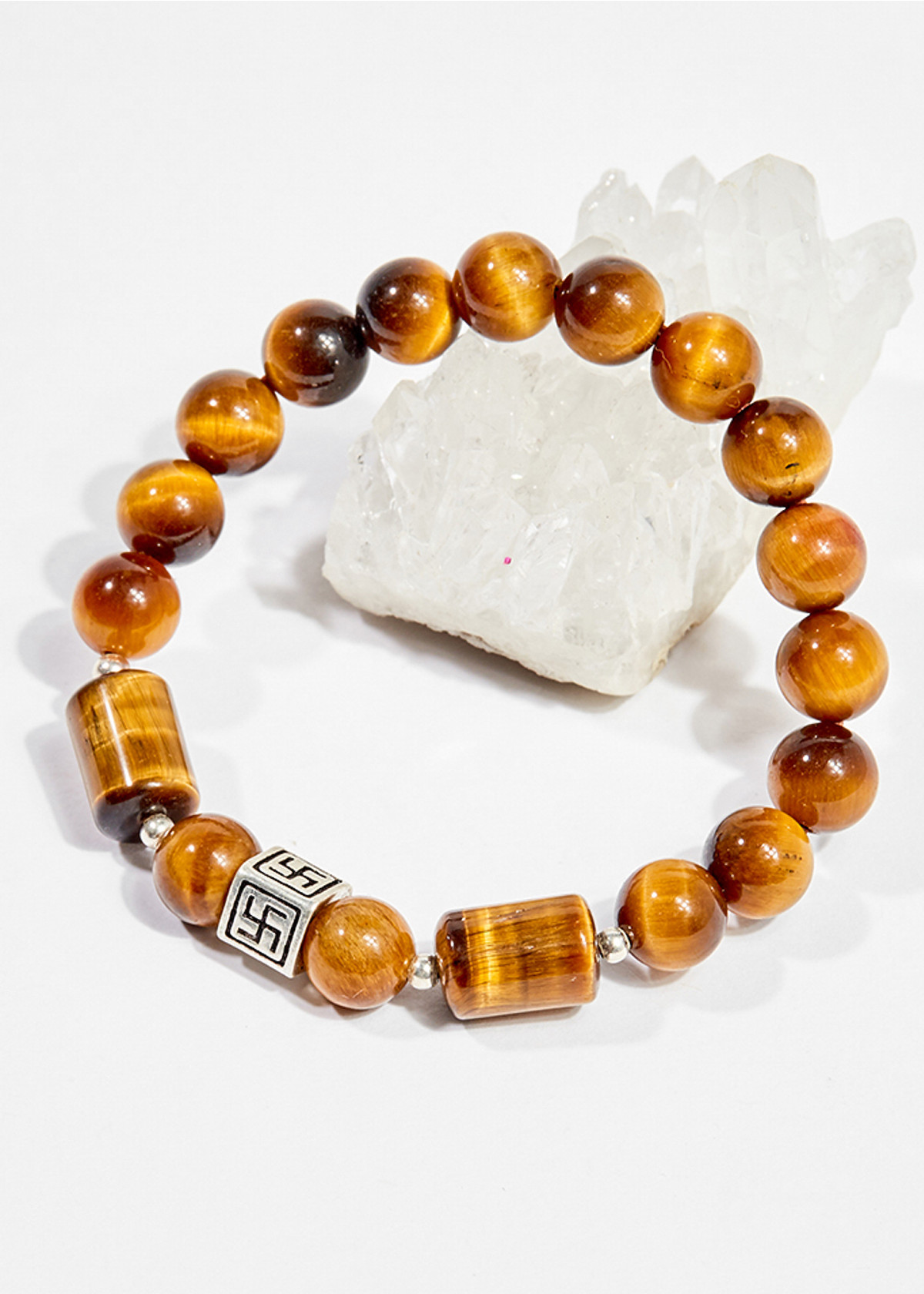 Vòng tay phong thủy nữ đá mắt hổ vàng nâu charm vuông 8mm mệnh thổ , kim - Ngọc Quý Gemstones