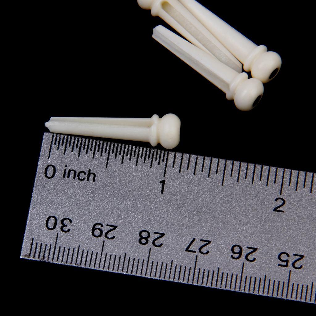 6 Pieces Acoustic Guitar Bone Bridge Pins with Saddle Nut for Guitar Parts