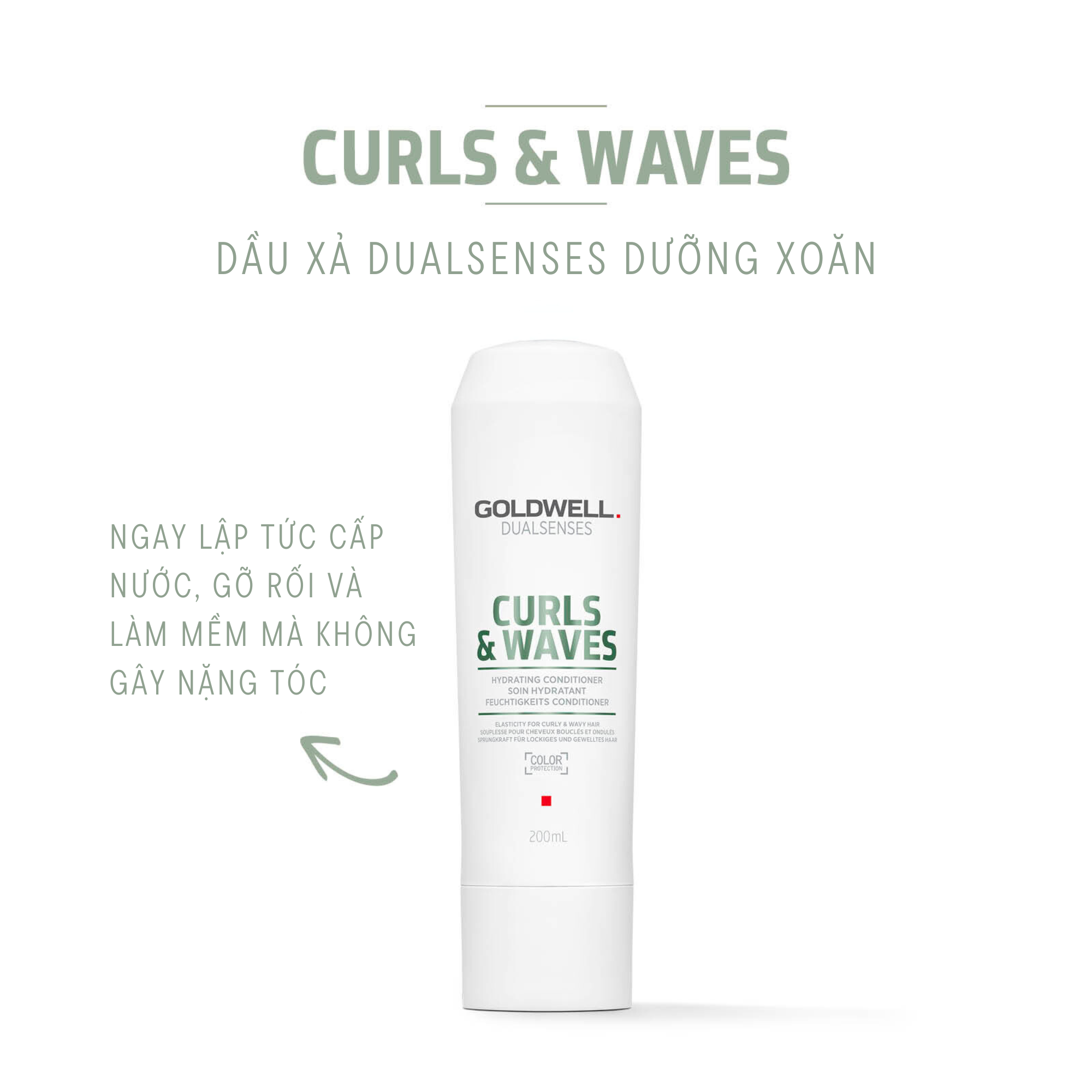 Dầu Xả Dưỡng Xoăn Goldwell Curls &amp; Waves Cấp Ẩm Chuyên Sâu, Tóc Bồng Bềnh Dễ Vào Nếp