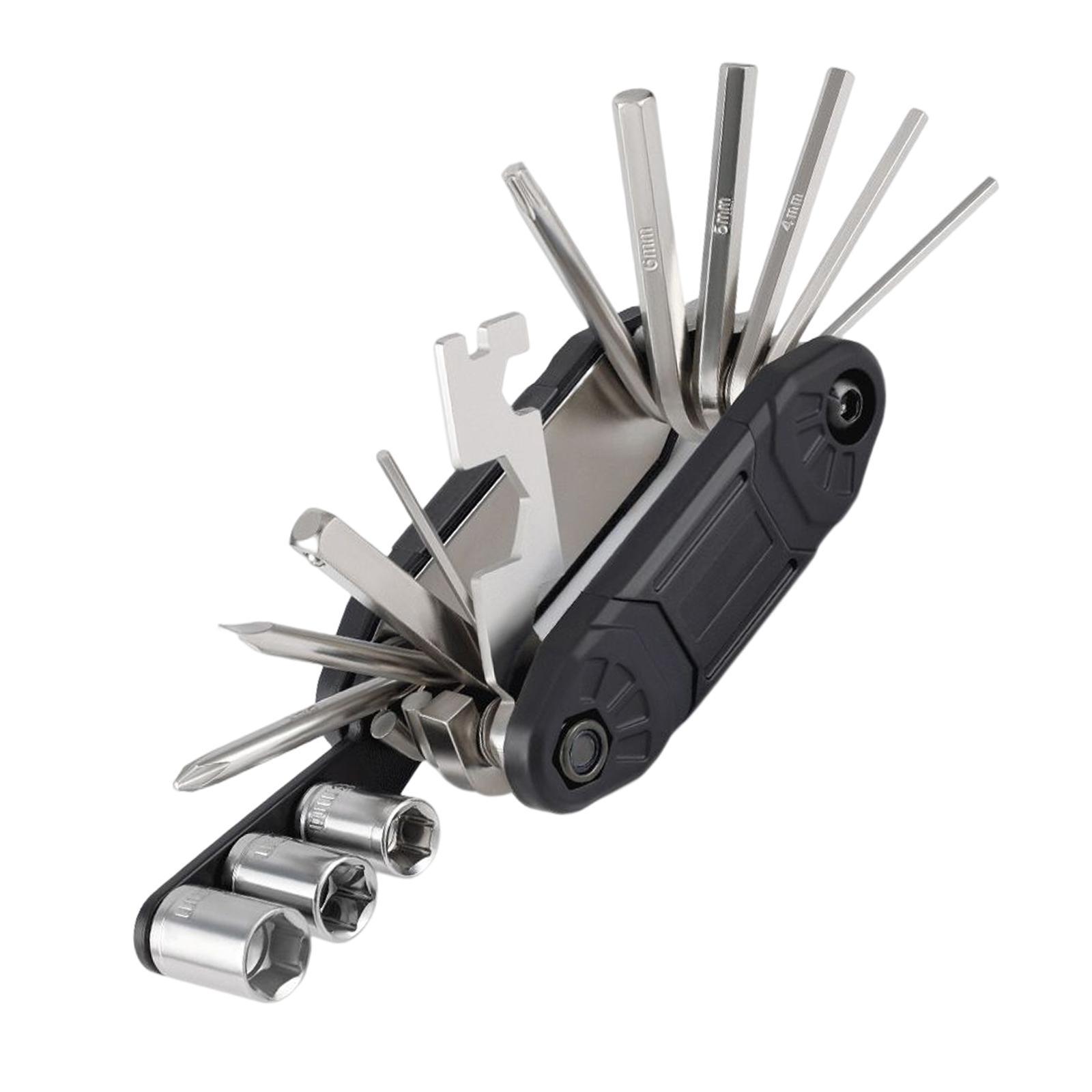 16 in 1 Bike Tire Repair Wrench Tool Multifunctional for Travel Repairing