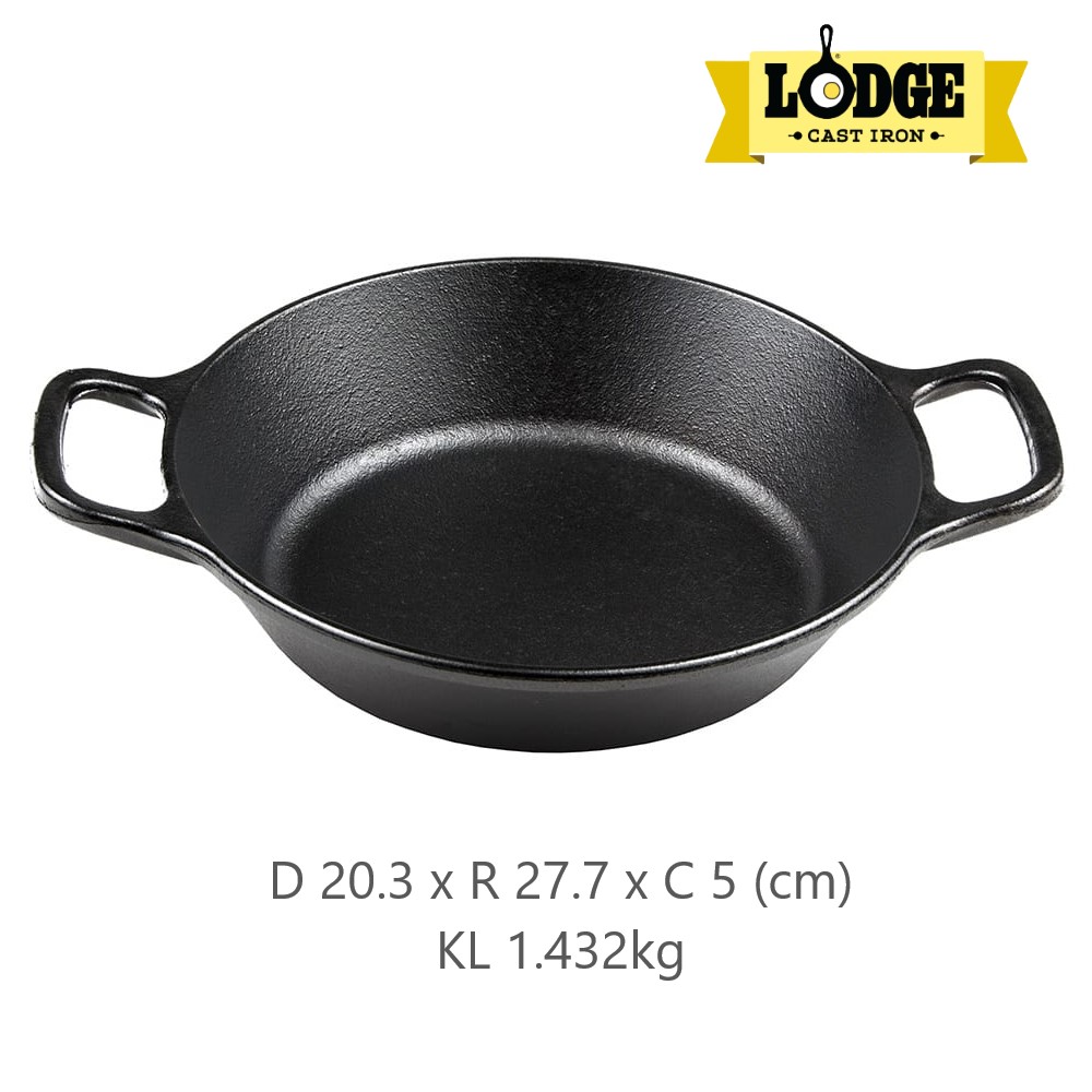 [Chính hãng LOGDE - MỸ] Chảo gang Lodge lòng sâu hai tay cầm 20,3cm - L5RPL3. Dùng xào, chiên, nướng, áp chảo thực phẩm.