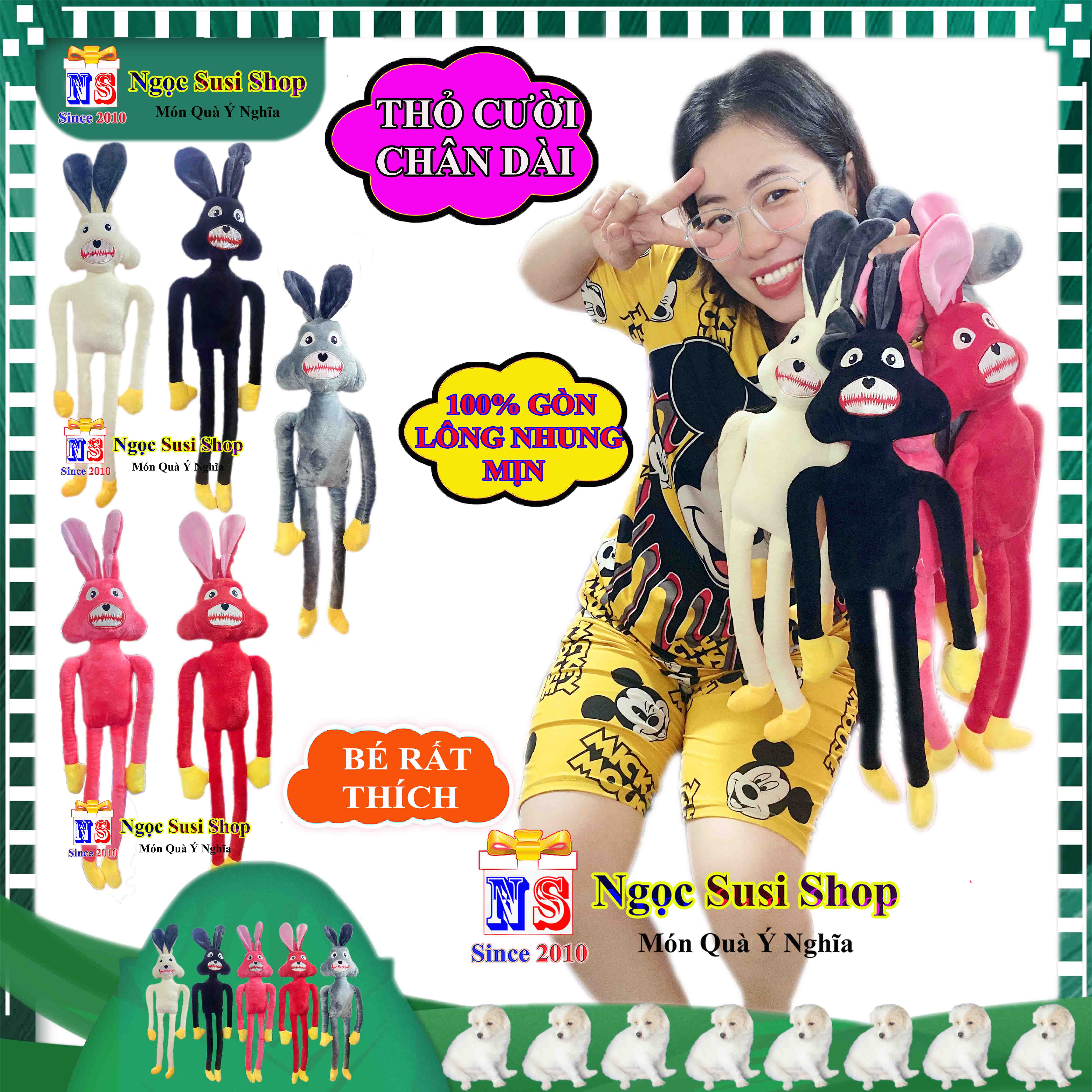 GẤU BÔNG CON THỎ CƯỜI CHÂN DÀI SIÊU MỊN - THÚ BÔNG HÌNH CON THỎ CƯỜI
