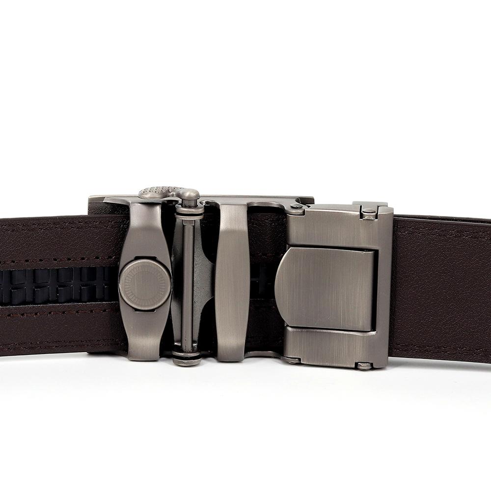 Ví Da Nam Da Bò Dây Kim Loại Vintage Khóa Tự Động Kinh Doanh Quần Ratchet Dây Nâu Dây Đeo Thắt Lưng Nam Thời Trang Phong Cách