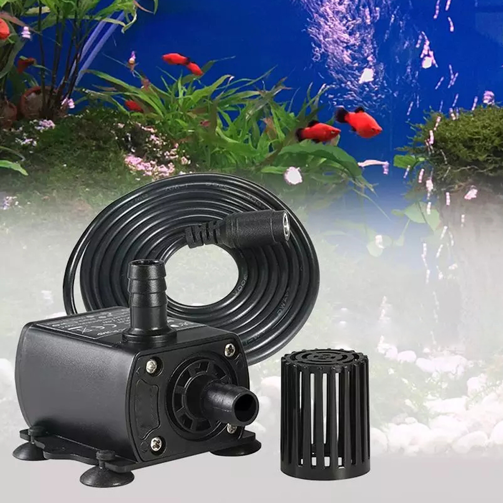 Bơm Bể Cá Mini Chìm 400L/h Không Chổi Than, Siêu Êm, Có Điều Chỉnh 4 Tốc Độ Bơm, Mức Nâng Nước 4m (12V/6W DC) Cho Hồ Bể Cá Cảnh/ Hồ Thủy Sinh/ Thủy Canh (Không Kèm Adaper DC) Mai Lee