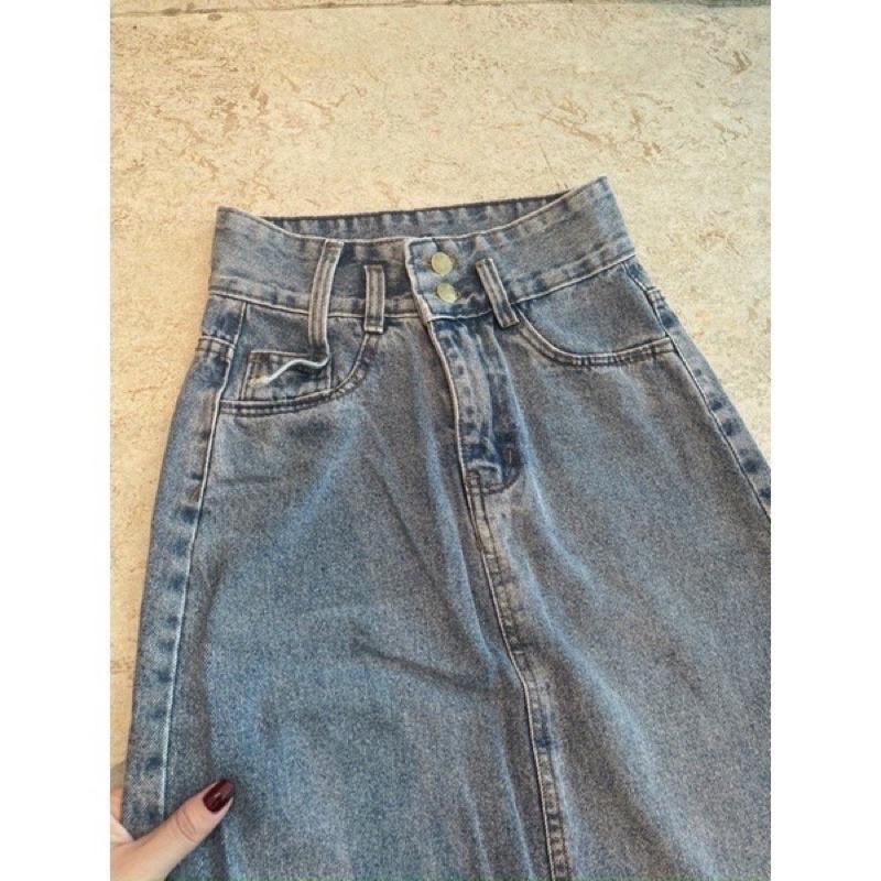 CHÂN VÁY JEANS 2 KHUY XẺ # 952