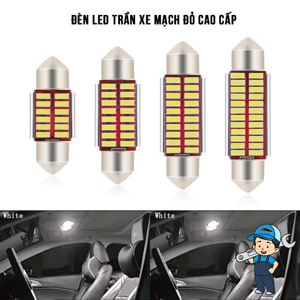 Đèn Trần Ô Tô, Đèn Led Trần Xe Hơi ánh sáng trắng chip 4014 loại mới mạch đỏ có canbus nhiều cỡ đèn - Màu Trắng
