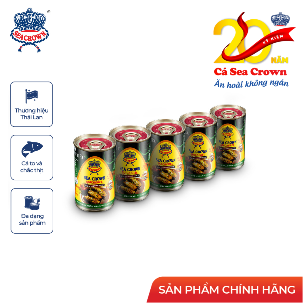 Cá hộp Sea Crown cá Nục kho tiêu-Lốc 5 lon