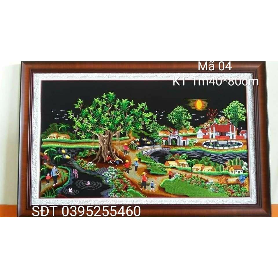 Tranh thêu Tay PHONG CẢNH ĐỒNG QUÊ thêu sẵn 140x80cm