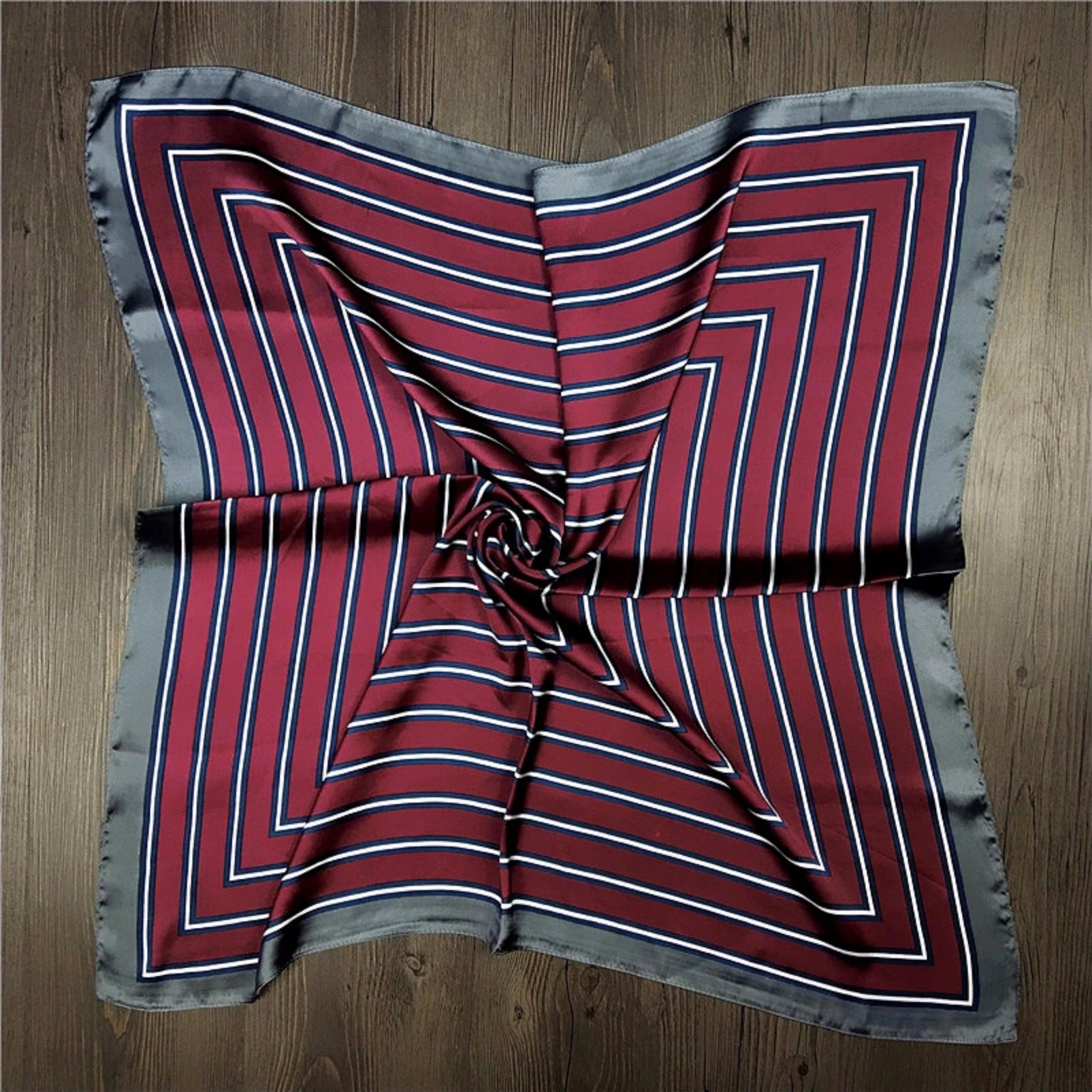 Khăn lụa vuông thời trang khăn choàng cổ lụa kẻ sọc size 70x70cm - Mã 7039