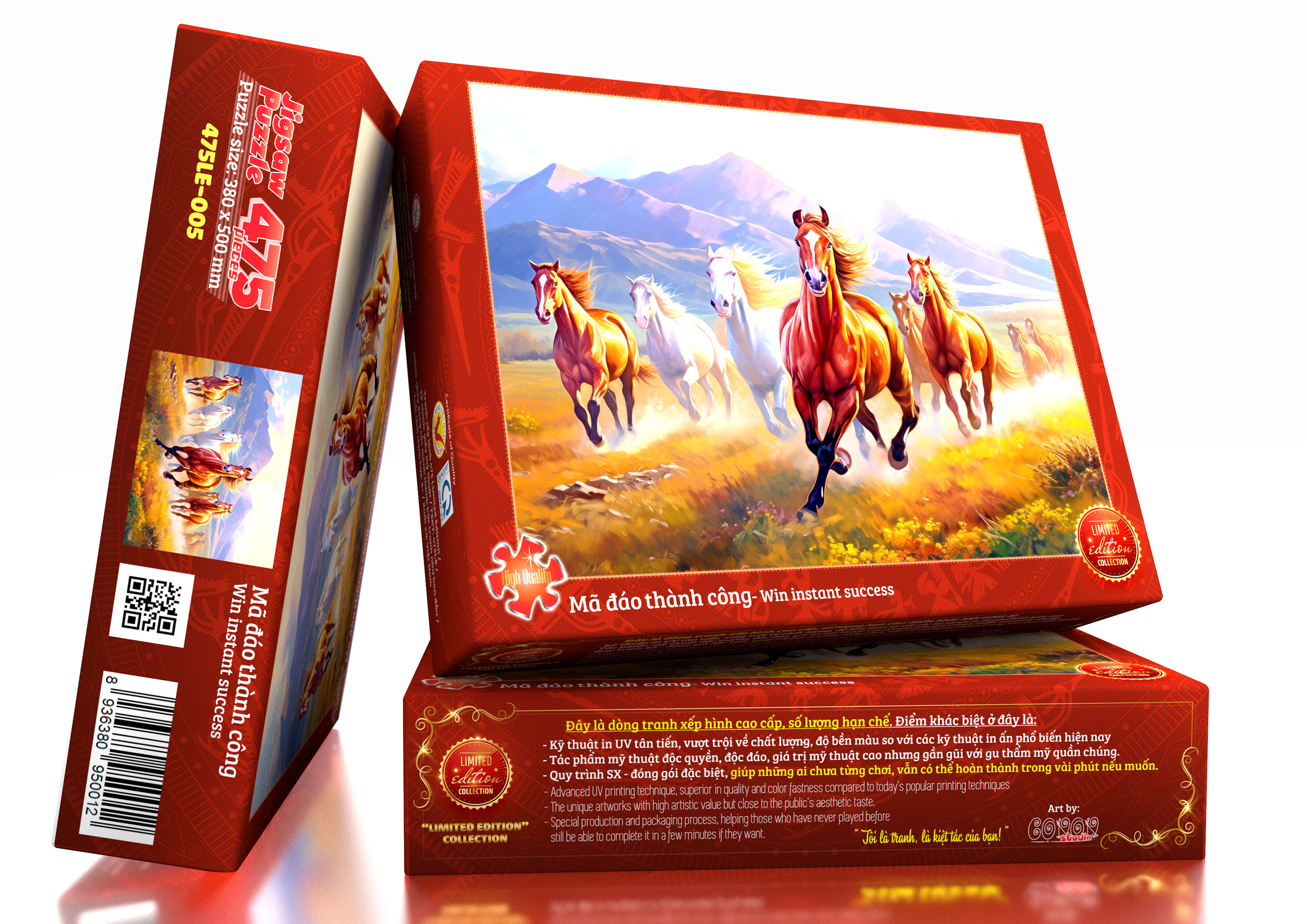 Tranh ghép hình trong vài phút - Tranh xếp hình cao cấp tia sáng - Tranh ghép hình 475 mảnh -005- Mã đáo thành công