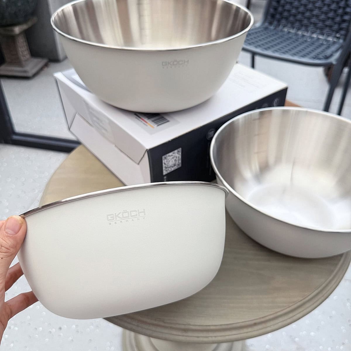 Bộ 3 âu inox phủ sơn kem lì 22-25-28cm GKÖCH MYTY0810 hàng chính hãng