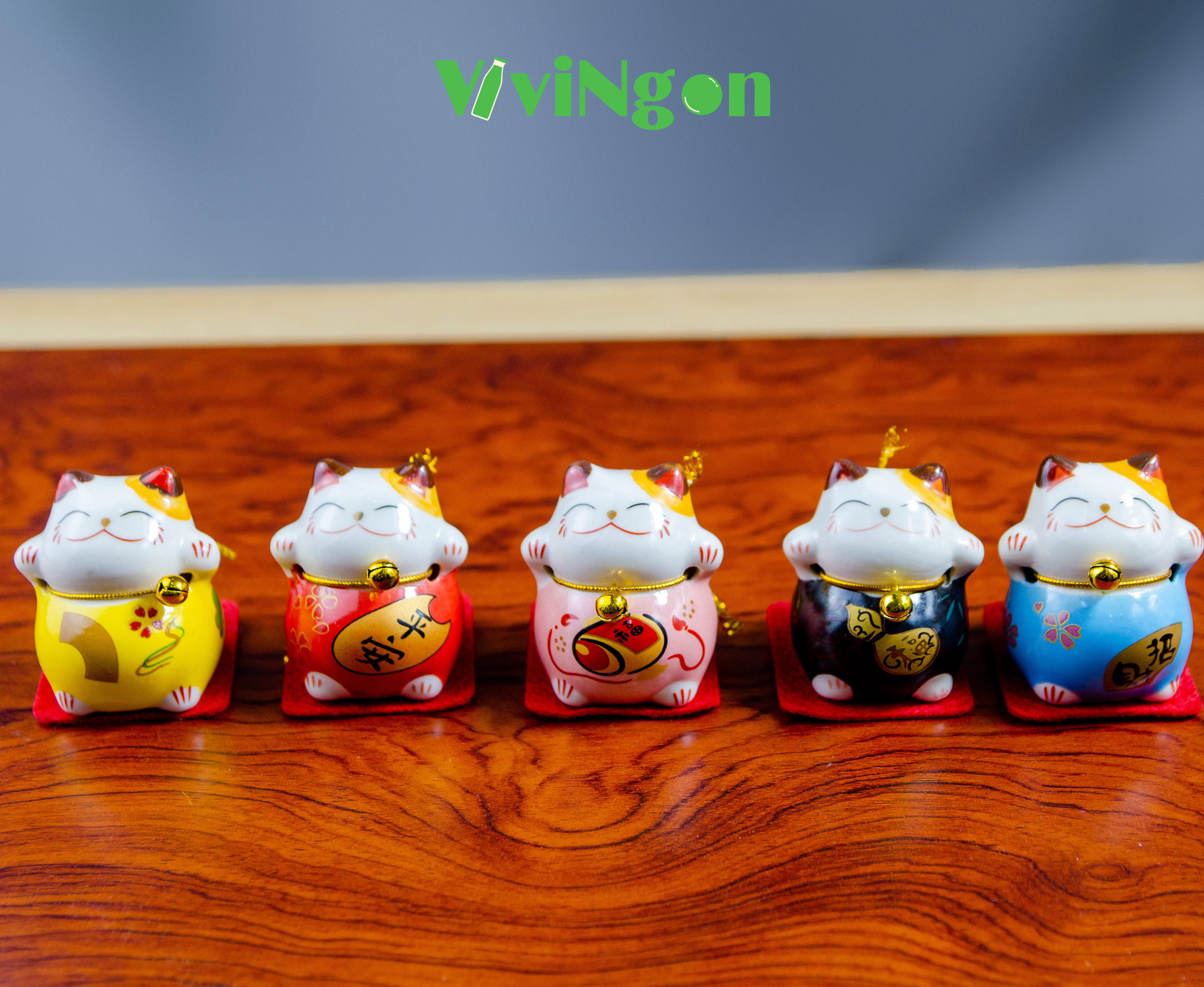 Mèo thần tài may mắn maneki neko chất liệu gốm sứ cao cấp - 5 màu sắc mang ý nghĩa phong thủy năm 2023, vivingon