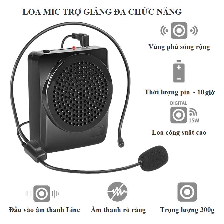 Máy Trợ Giảng Không Dây Huqu HQ01 - Gồm Mic và Loa Chuyên Dụng - Hàng Chính Hãng