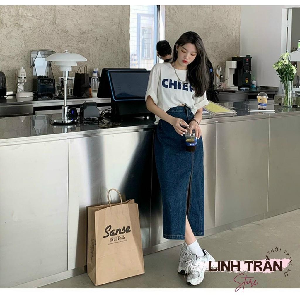 Sét Áo Thun CHIEF Mix Chân Váy Jean Sẻ Áo Phông Mix Chân Váy Jean Sẻ Linh Trần Store