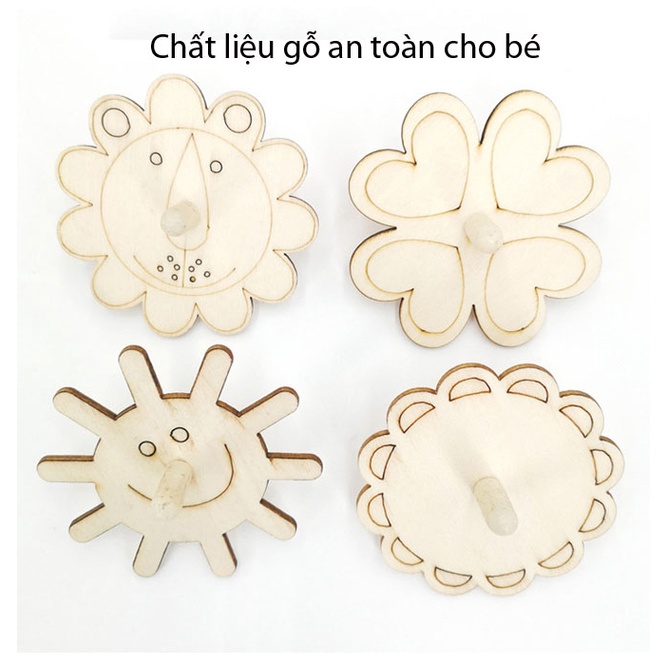 Đồ chơi DIY - Con quay gỗ cho bé tô màu phát huy tính sáng tạo, phát triển trí tuệ