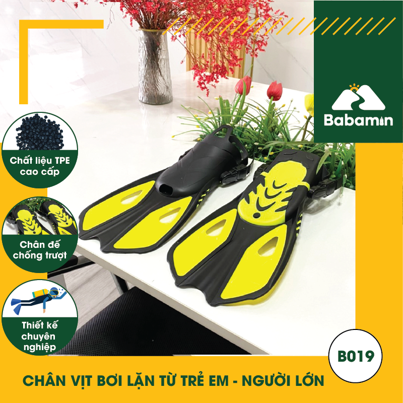 Chân Vịt Bơi Lặn Chống Trượt, Dây Điều Chỉnh Chuyên Nghiệp - Cho Trẻ Em 10 Tuổi đến Trưởng Thành – B019