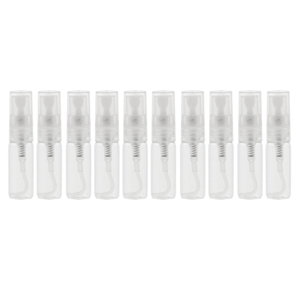 10Pcs Glass Perfume Empty Bottle Pump Sprayer Refillable Travel 3ml