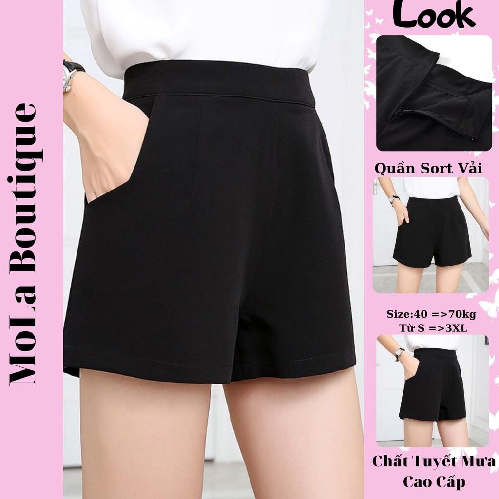 Quần Short Nữ MOLA Lưng Cao Chất Tuyết Mưa Cao Cấp Dáng Vintage Siêu Dễ Thương